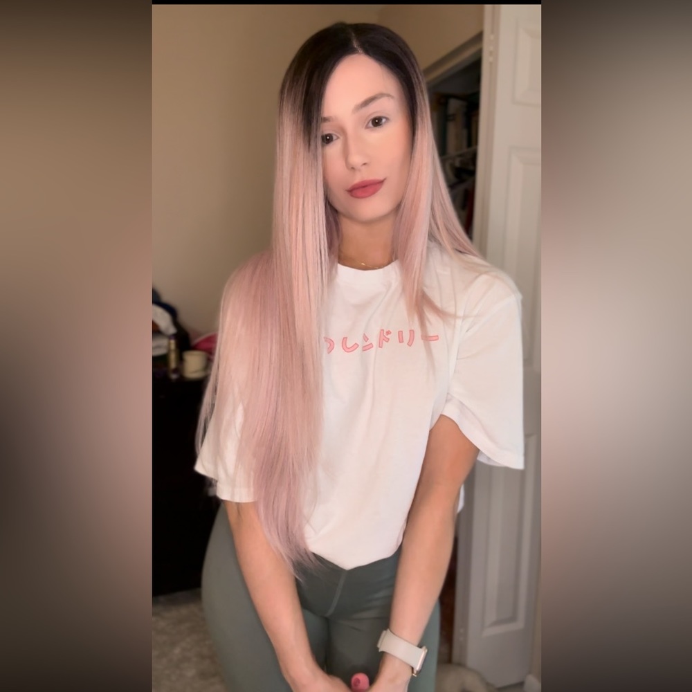 30 INCH Pre-plucked Lace Front Ombré Pink Synthetic Wig
